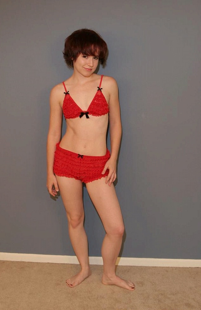 Sexy Redhead Teen In Red Lingerie Doing A Little Striptease ...  